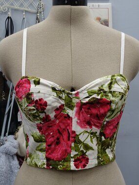 Nameless Cotton Floral Corset Crop Top